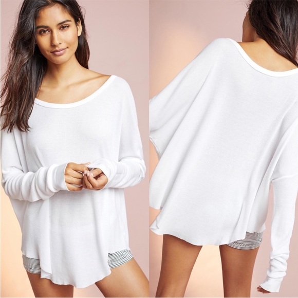 Wildfox Other - Wildfox Women's White Perry Oversized Thermal Top Shirt Tunic Size Small